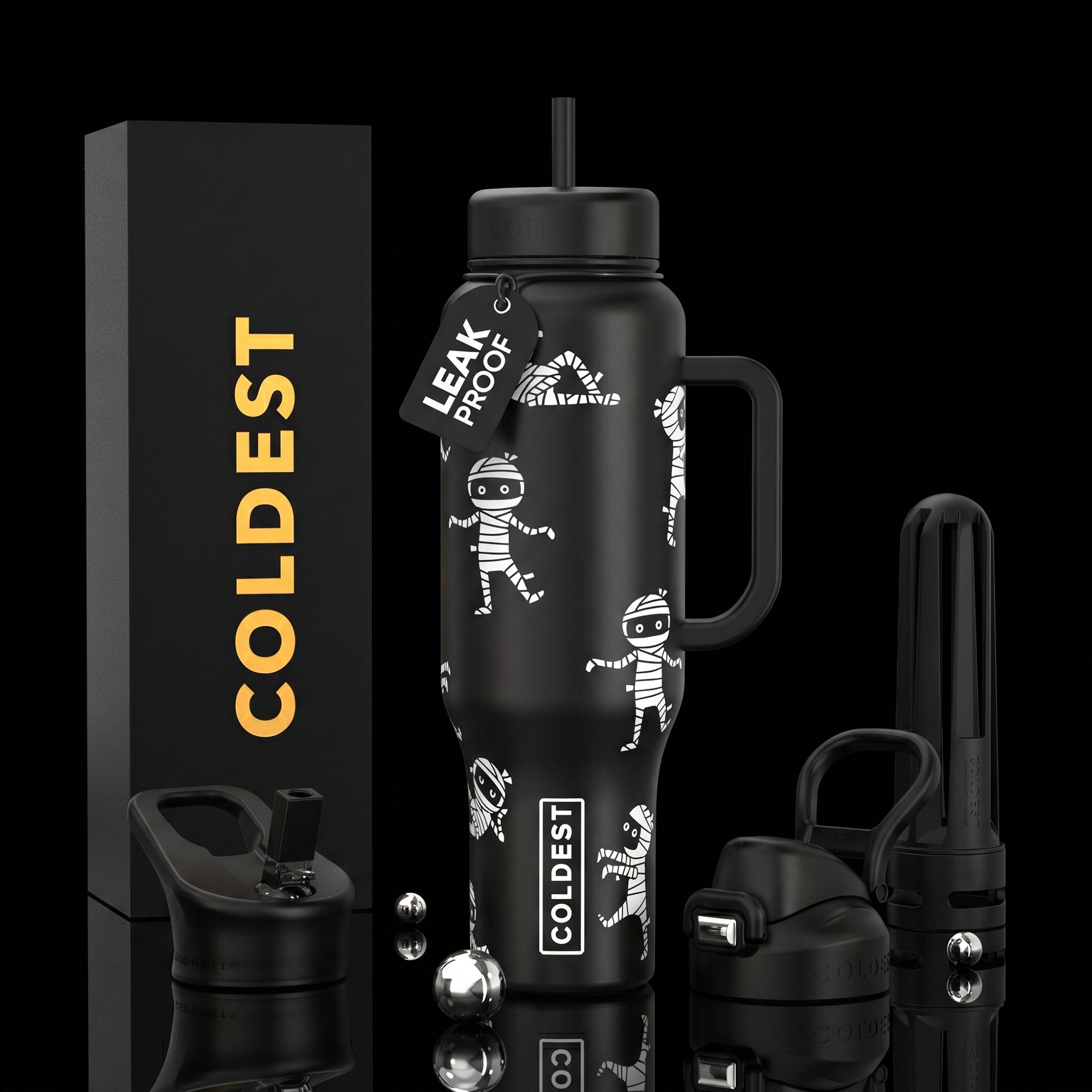 COLDEST 46oz Limitless Ultra v8 | Insulated Water Bottle with 3 Lids