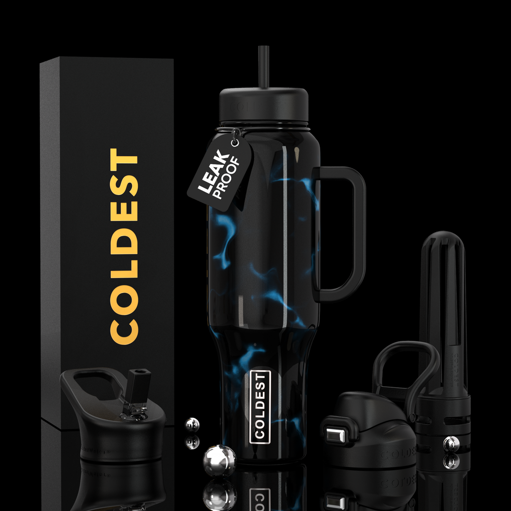 COLDEST 46oz Limitless Ultra v8 | Insulated Water Bottle with 3 Lids