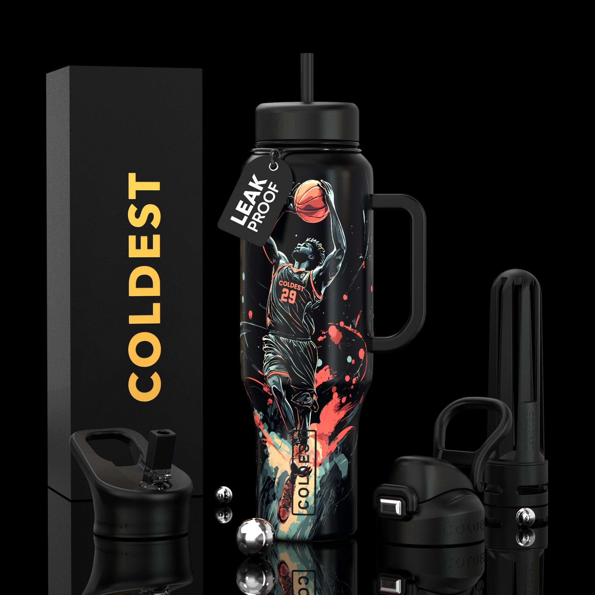 COLDEST 46oz Limitless Ultra v8 | Insulated Water Bottle with 3 Lids