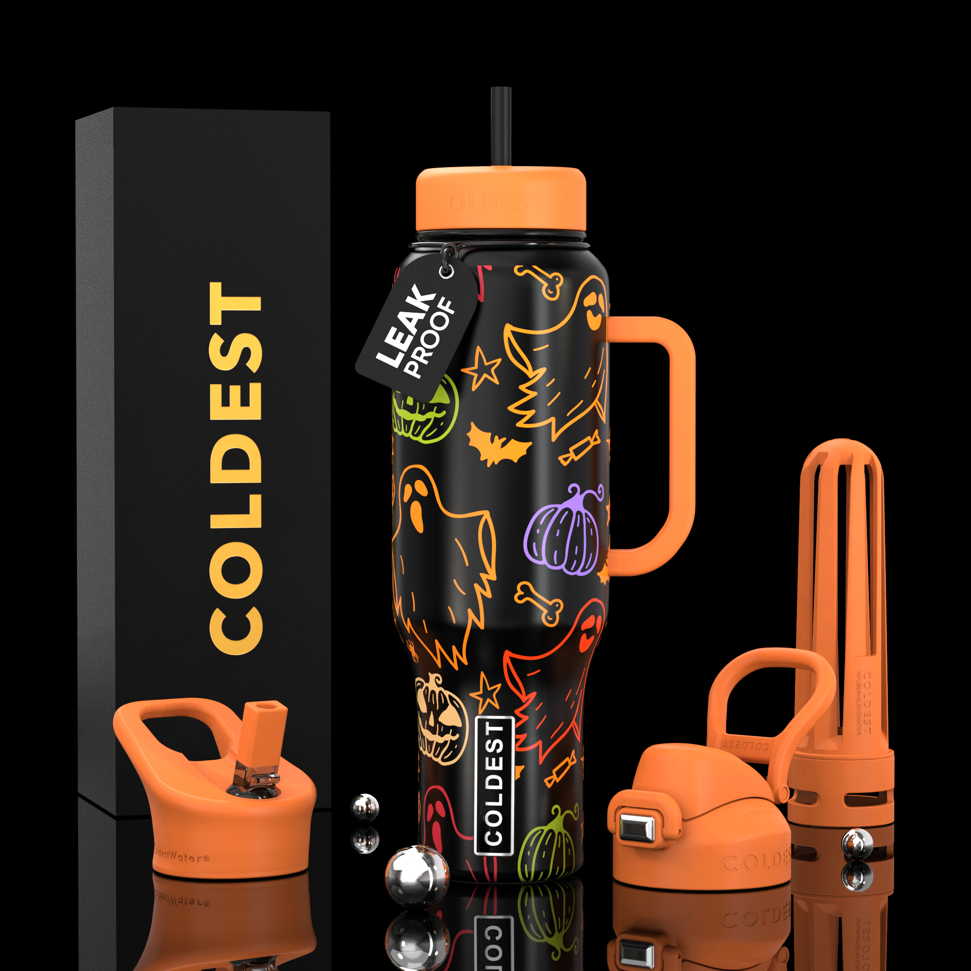 COLDEST 46oz Limitless Ultra v8 | Insulated Water Bottle with 3 Lids