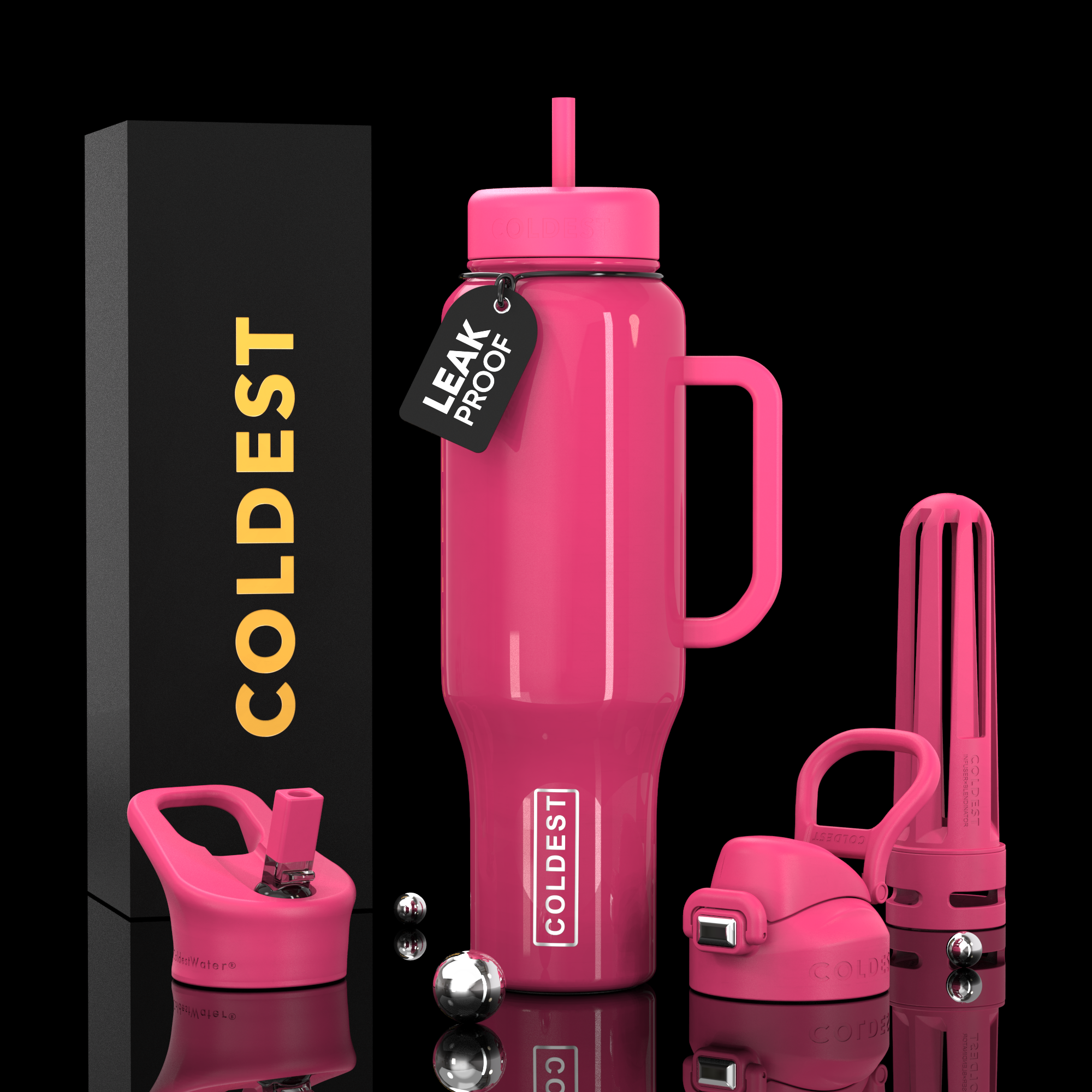 COLDEST 46oz Limitless Ultra v8 | Insulated Water Bottle with 3 Lids