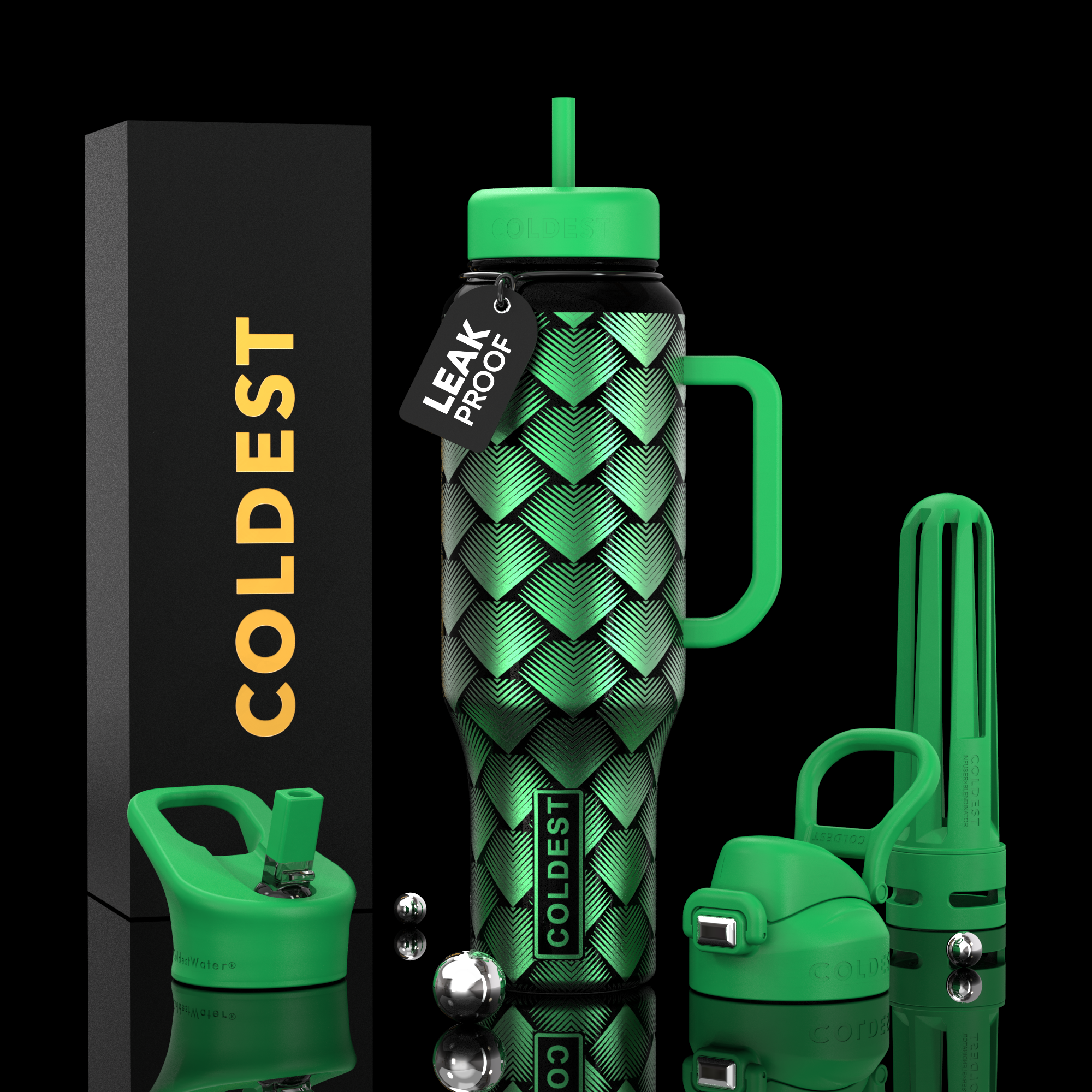 COLDEST 46oz Limitless Ultra v8 | Insulated Water Bottle with 3 Lids