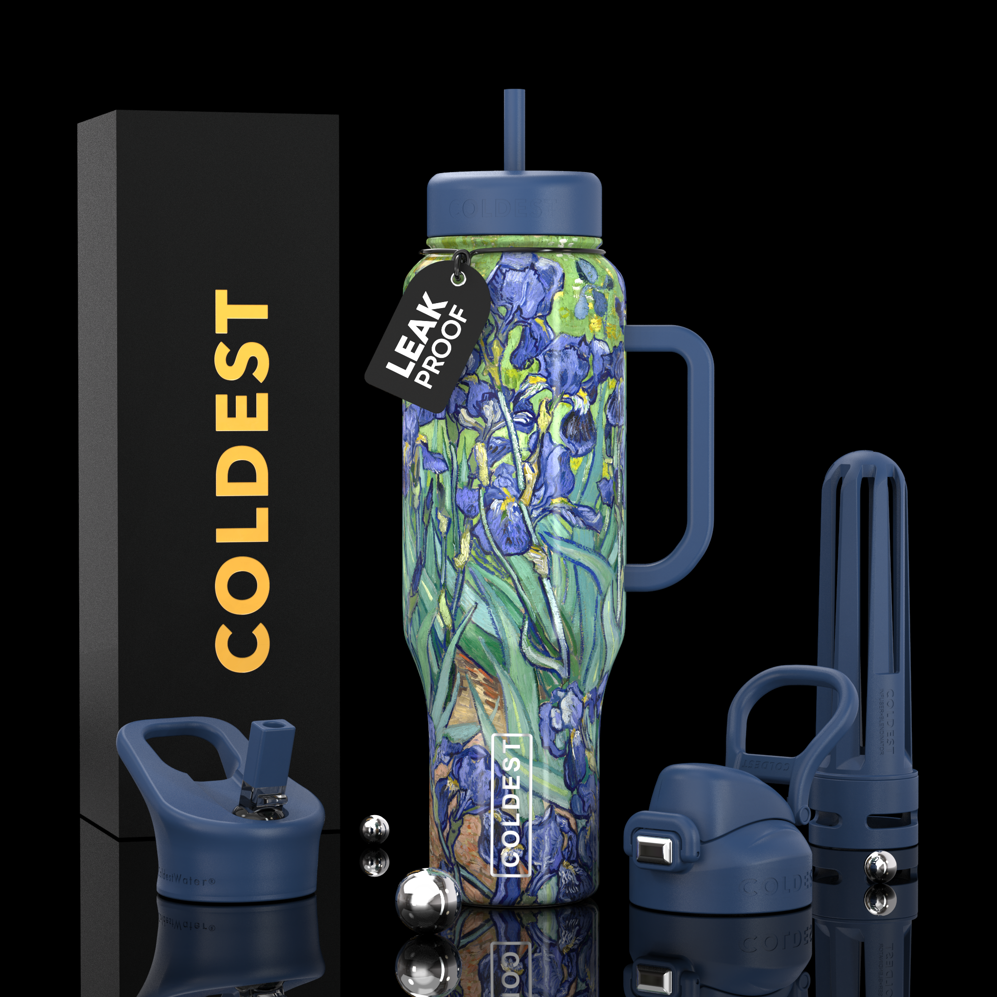 COLDEST 46oz Limitless Ultra v8 | Insulated Water Bottle with 3 Lids