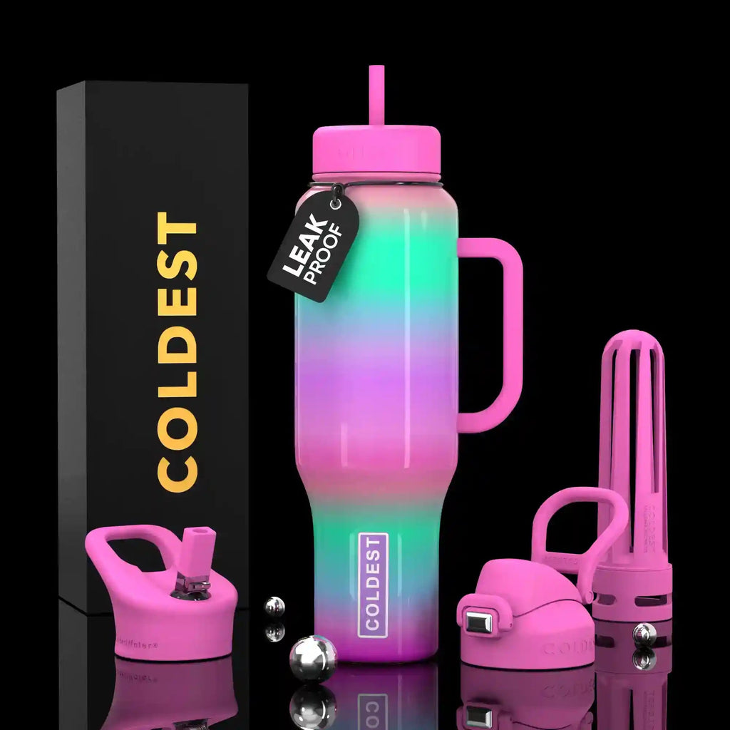 COLDEST 46oz Limitless Ultra v8 | Insulated Water Bottle with 3 Lids