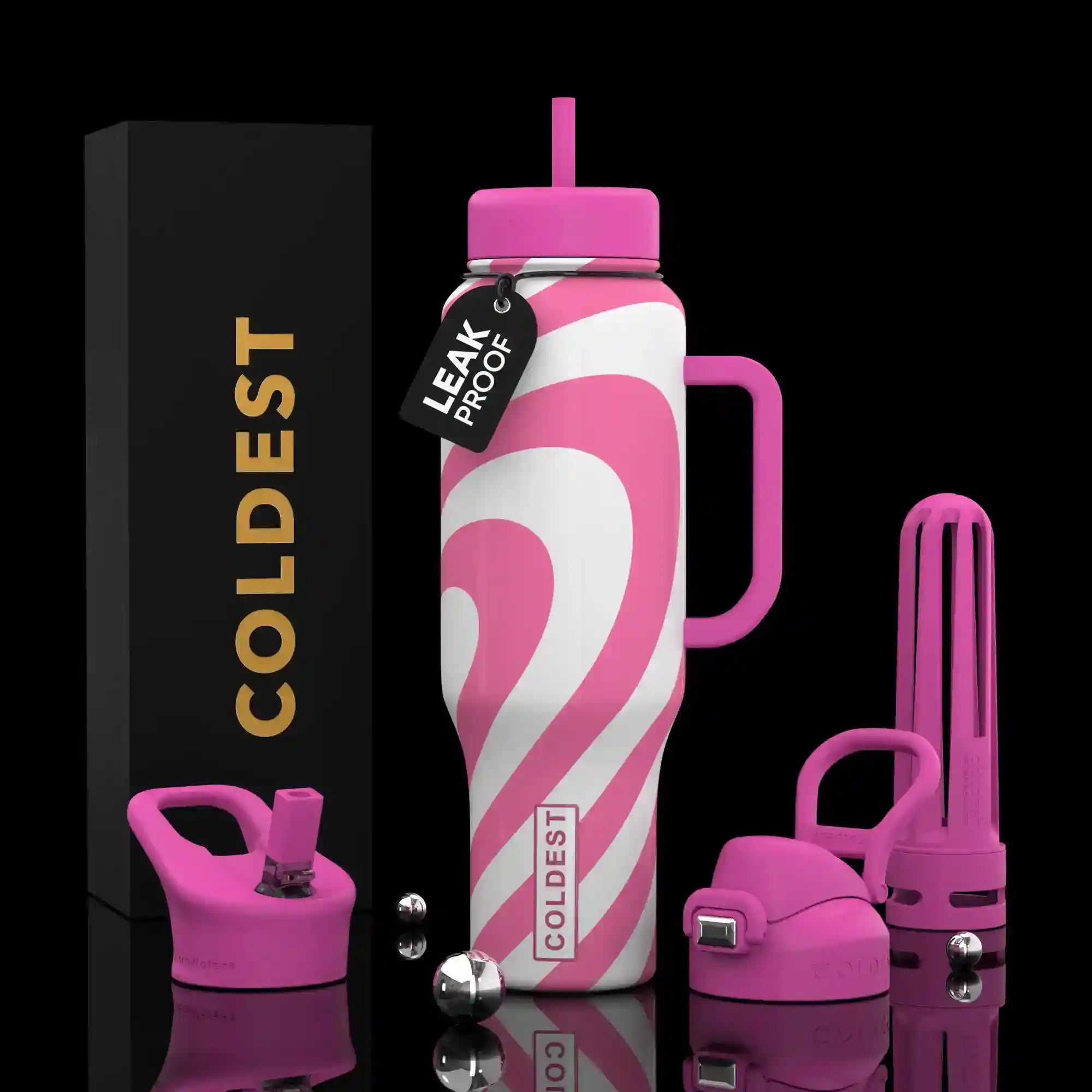 COLDEST 46oz Limitless Ultra v8 | Insulated Water Bottle with 3 Lids