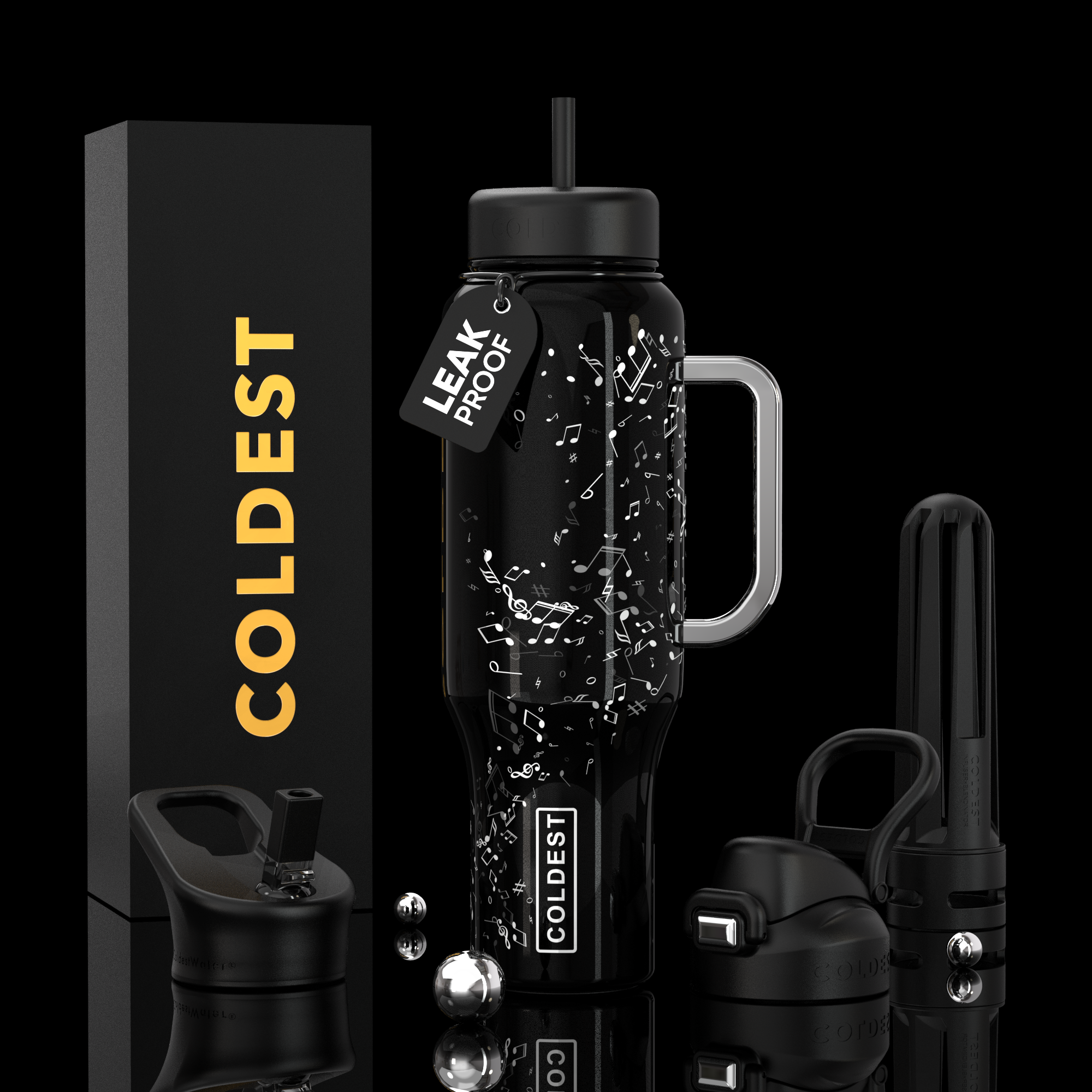 COLDEST 46oz Limitless Ultra v8 | Insulated Water Bottle with 3 Lids