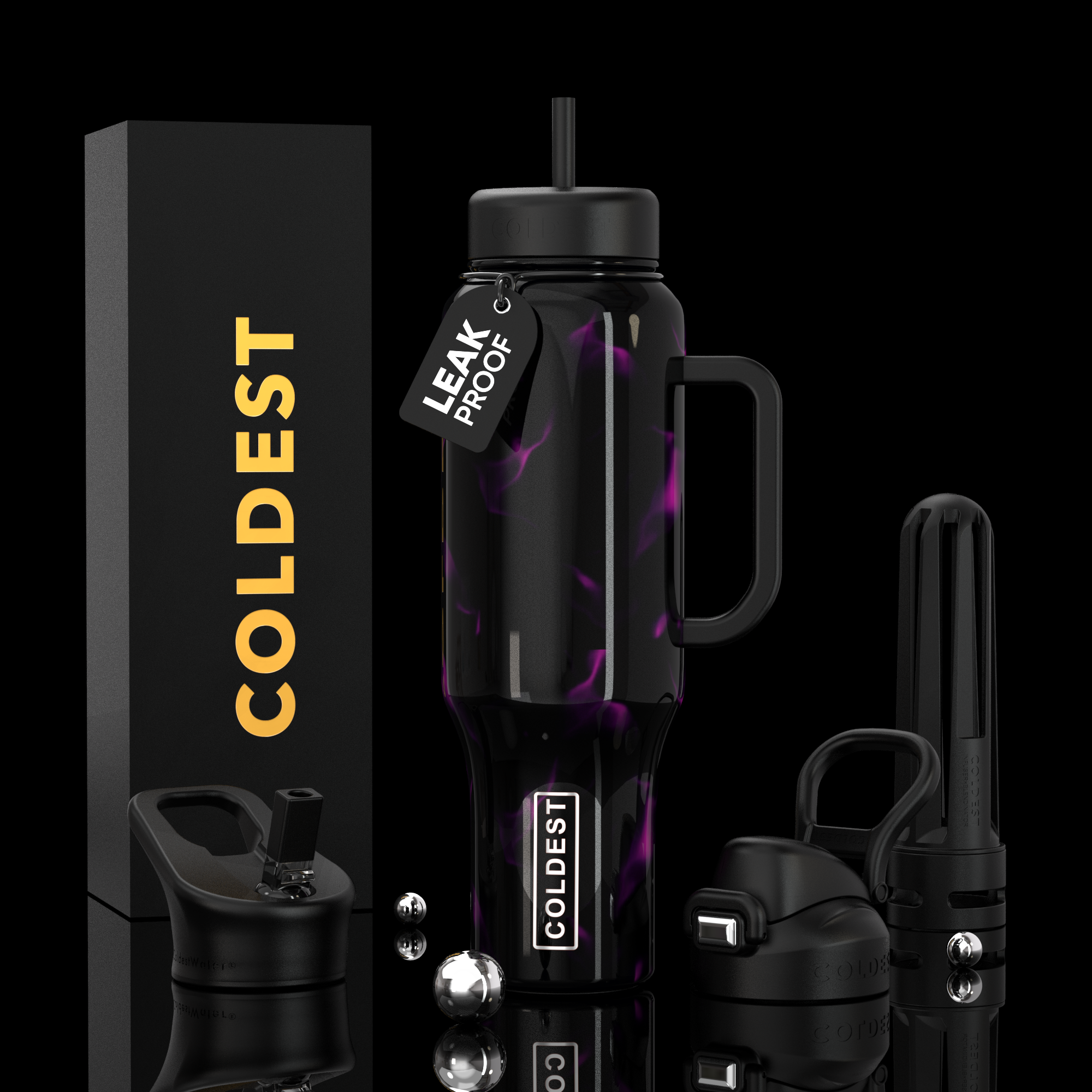 COLDEST 46oz Limitless Ultra v8 | Insulated Water Bottle with 3 Lids