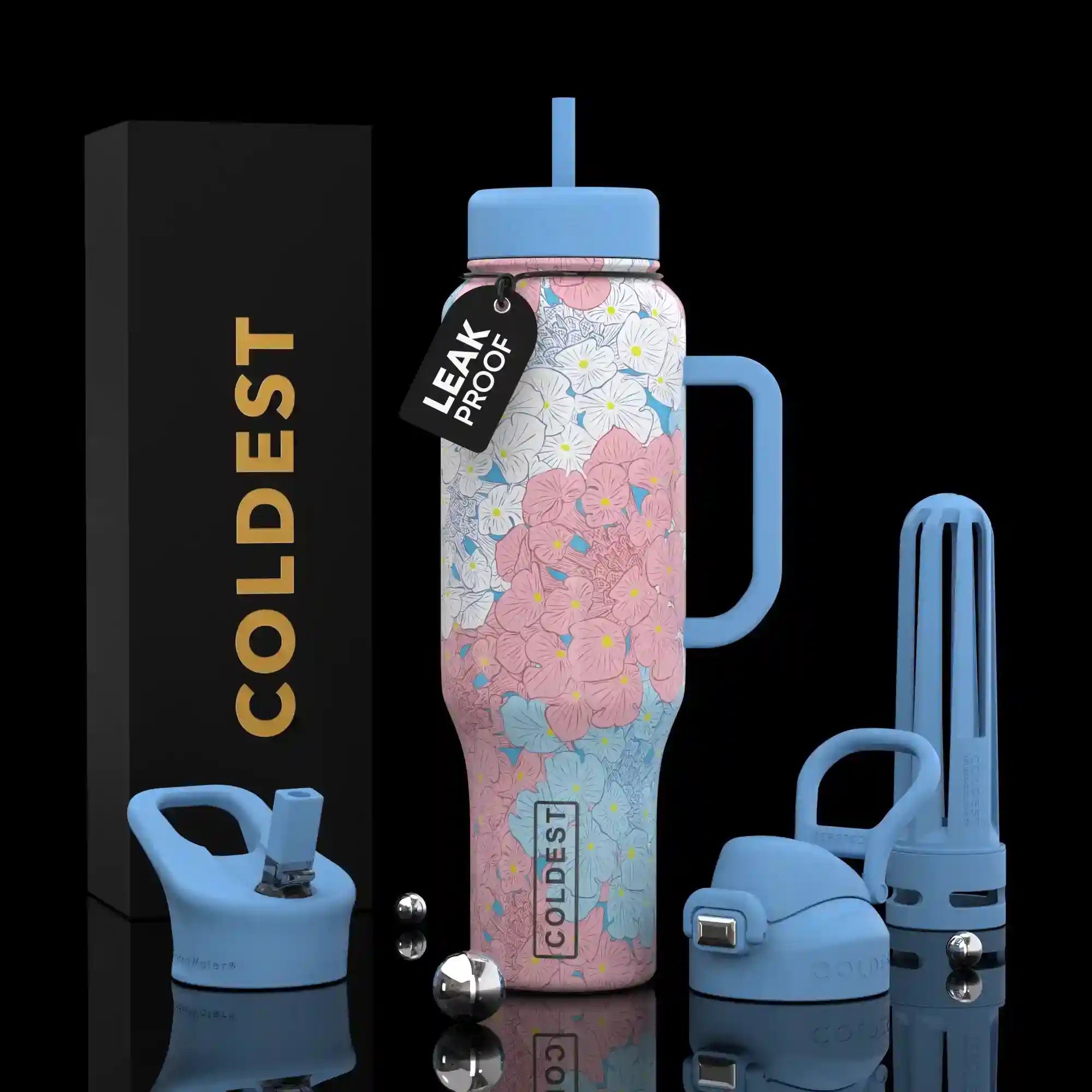 COLDEST 46oz Limitless Ultra v8 | Insulated Water Bottle with 3 Lids