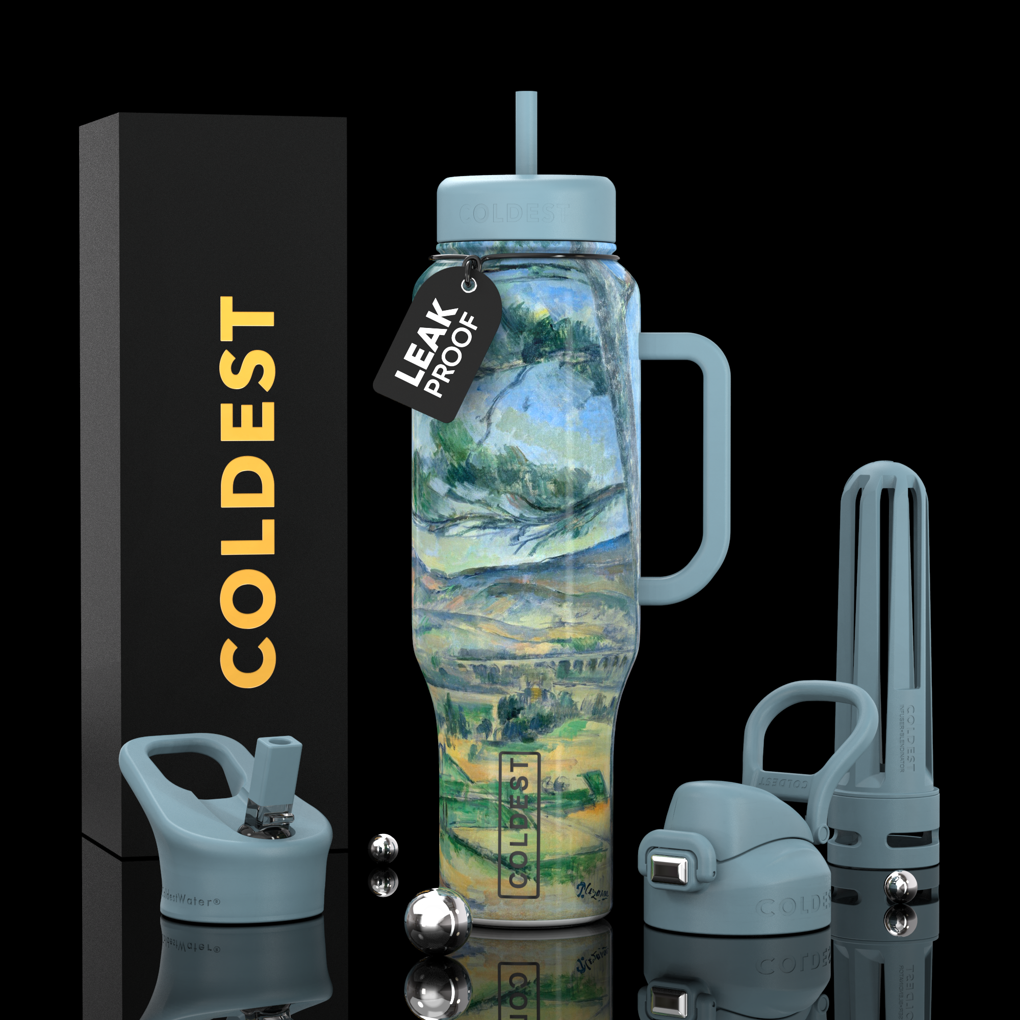 COLDEST 46oz Limitless Ultra v8 | Insulated Water Bottle with 3 Lids