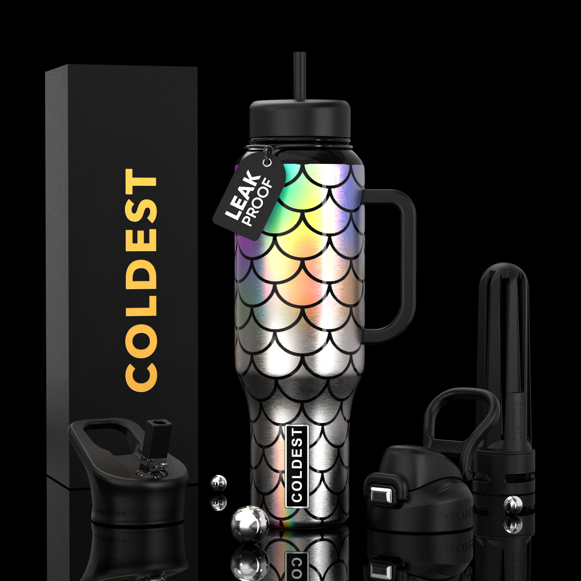 COLDEST 46oz Limitless Ultra v8 | Insulated Water Bottle with 3 Lids