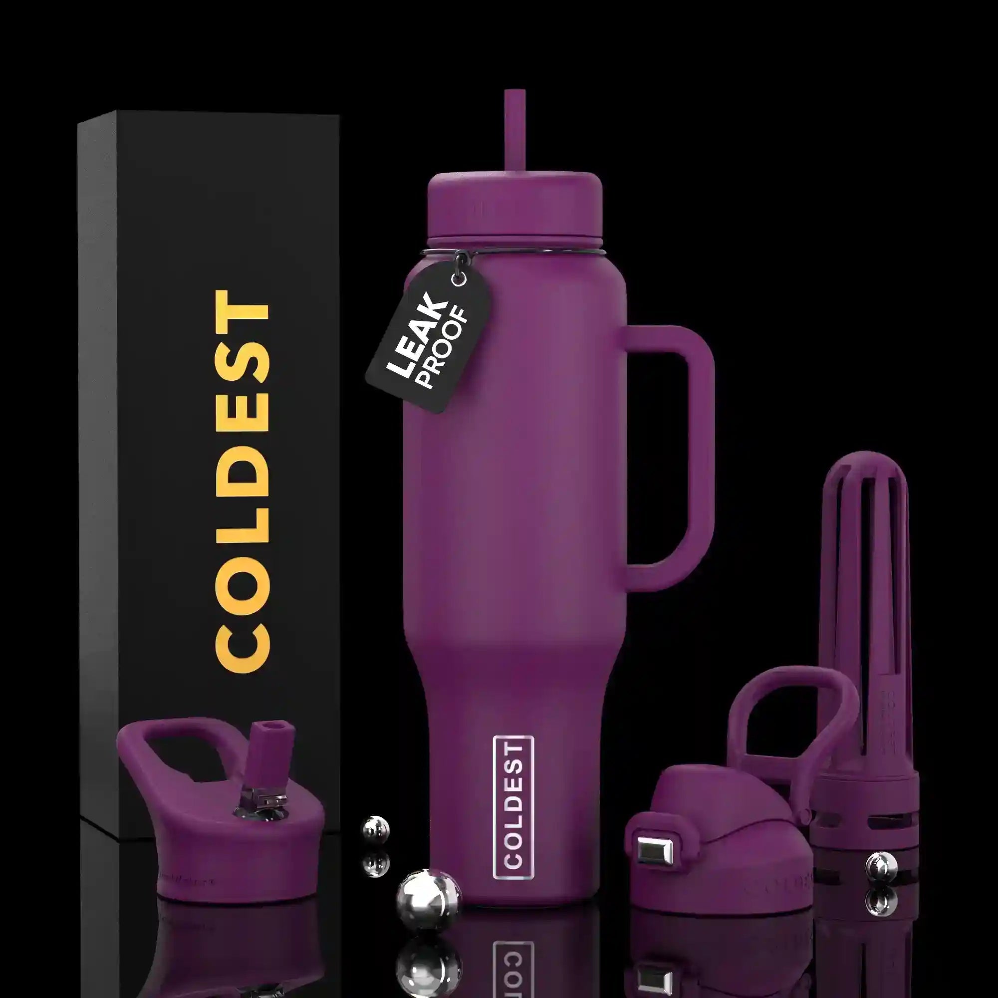 COLDEST 46oz Limitless Ultra v8 | Insulated Water Bottle with 3 Lids