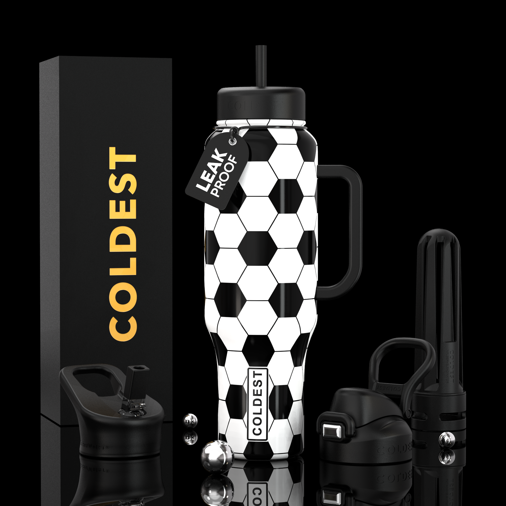 COLDEST 46oz Limitless Ultra v8 | Insulated Water Bottle with 3 Lids