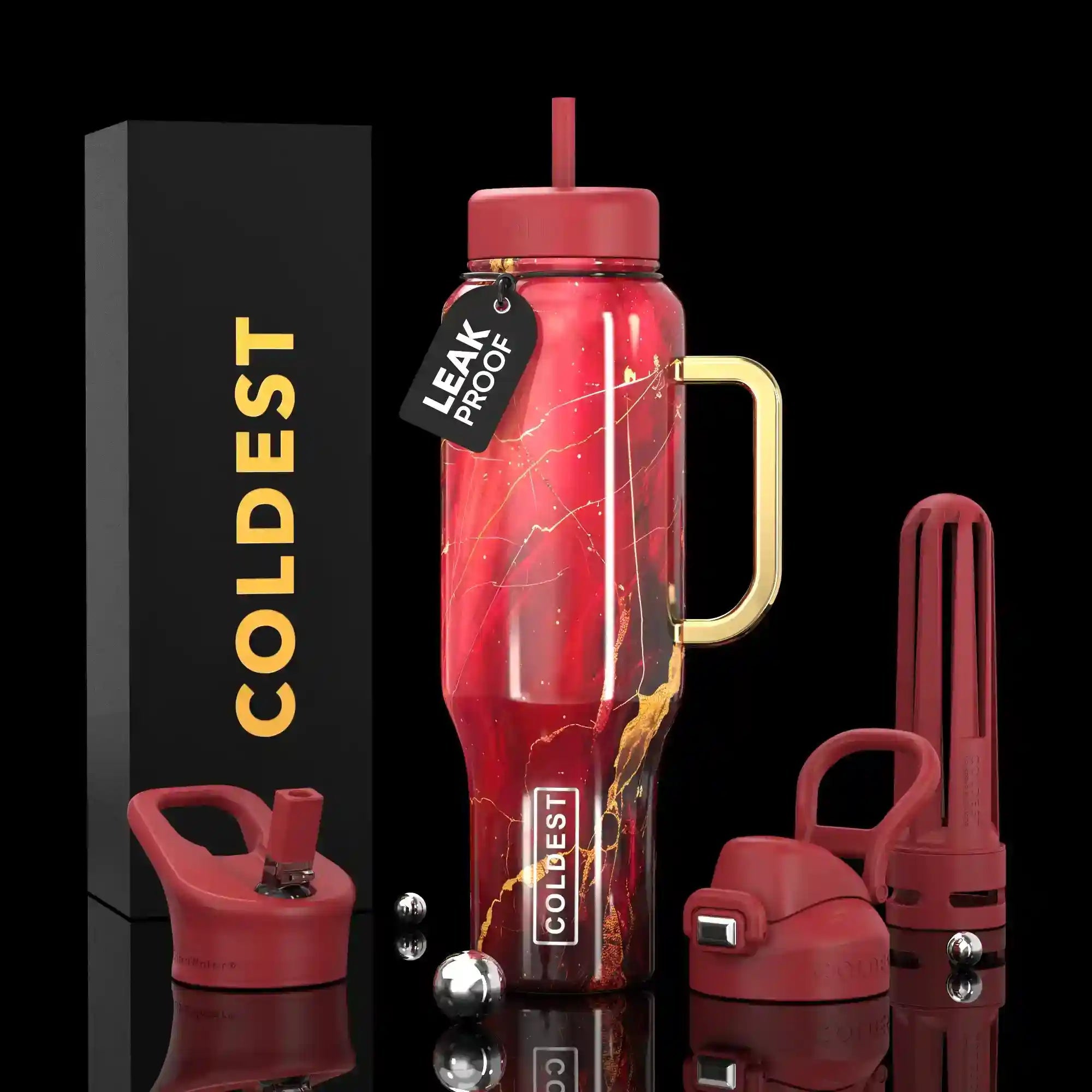 COLDEST 46oz Limitless Ultra v8 | Insulated Water Bottle with 3 Lids