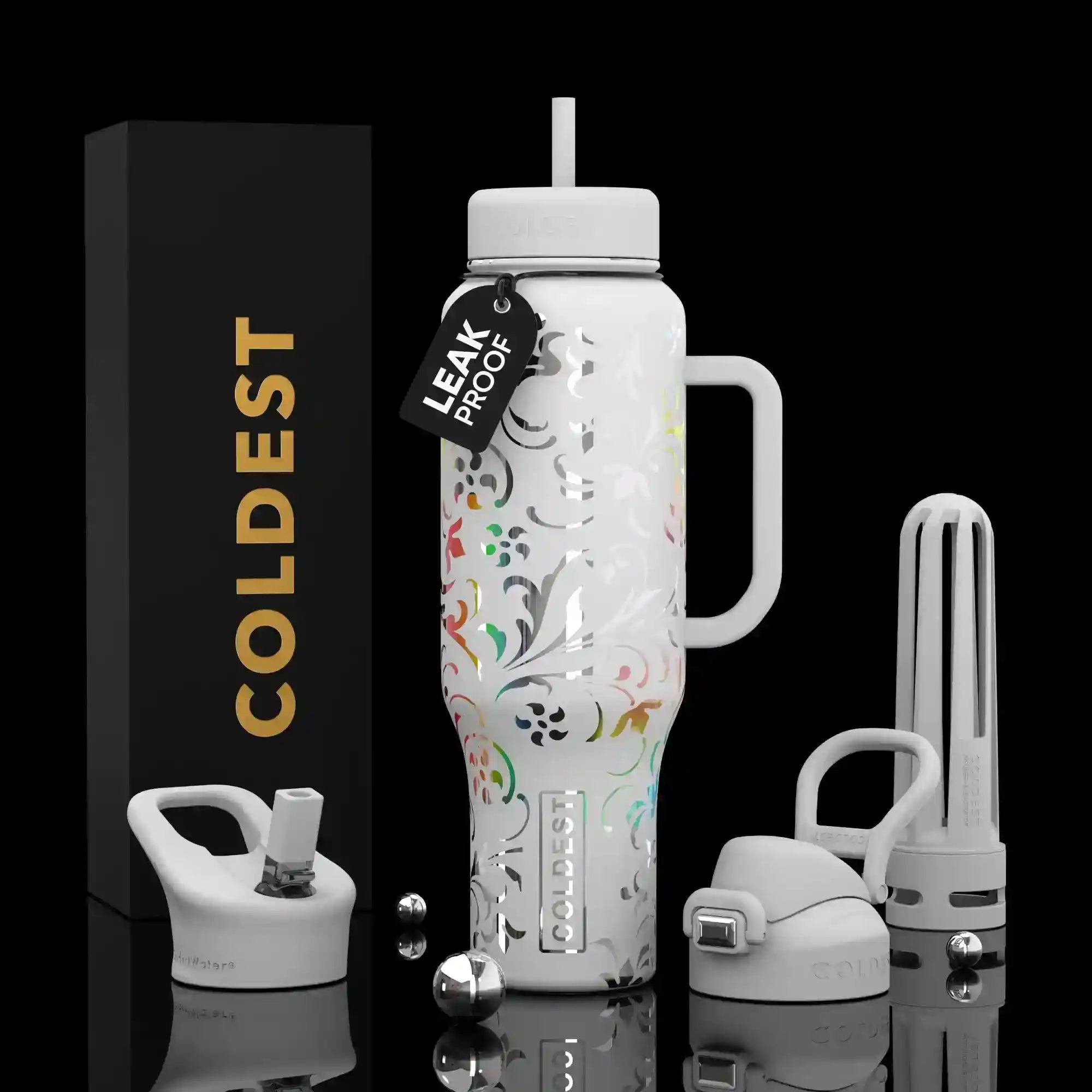 COLDEST 46oz Limitless Ultra v8 | Insulated Water Bottle with 3 Lids