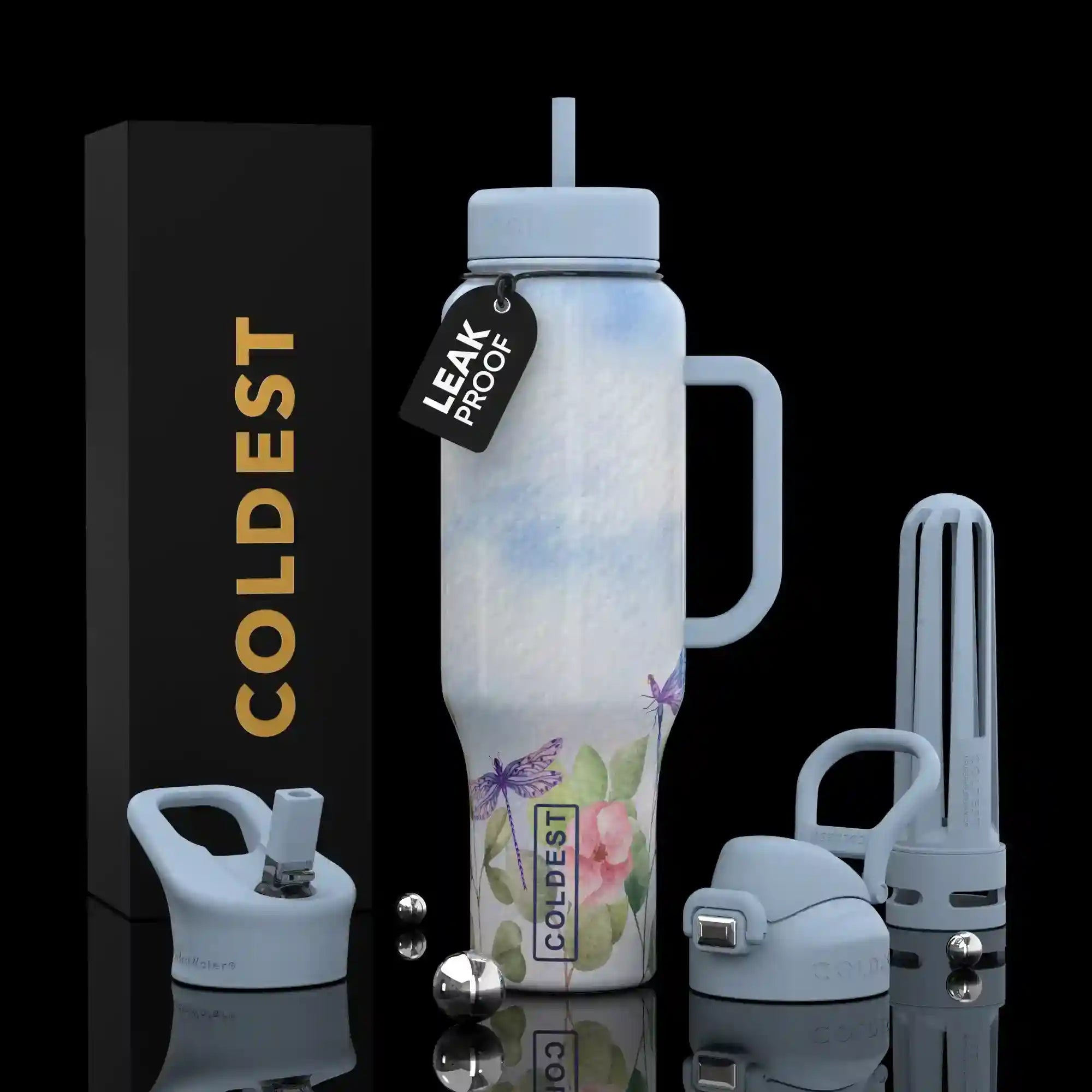 COLDEST 46oz Limitless Ultra v8 | Insulated Water Bottle with 3 Lids