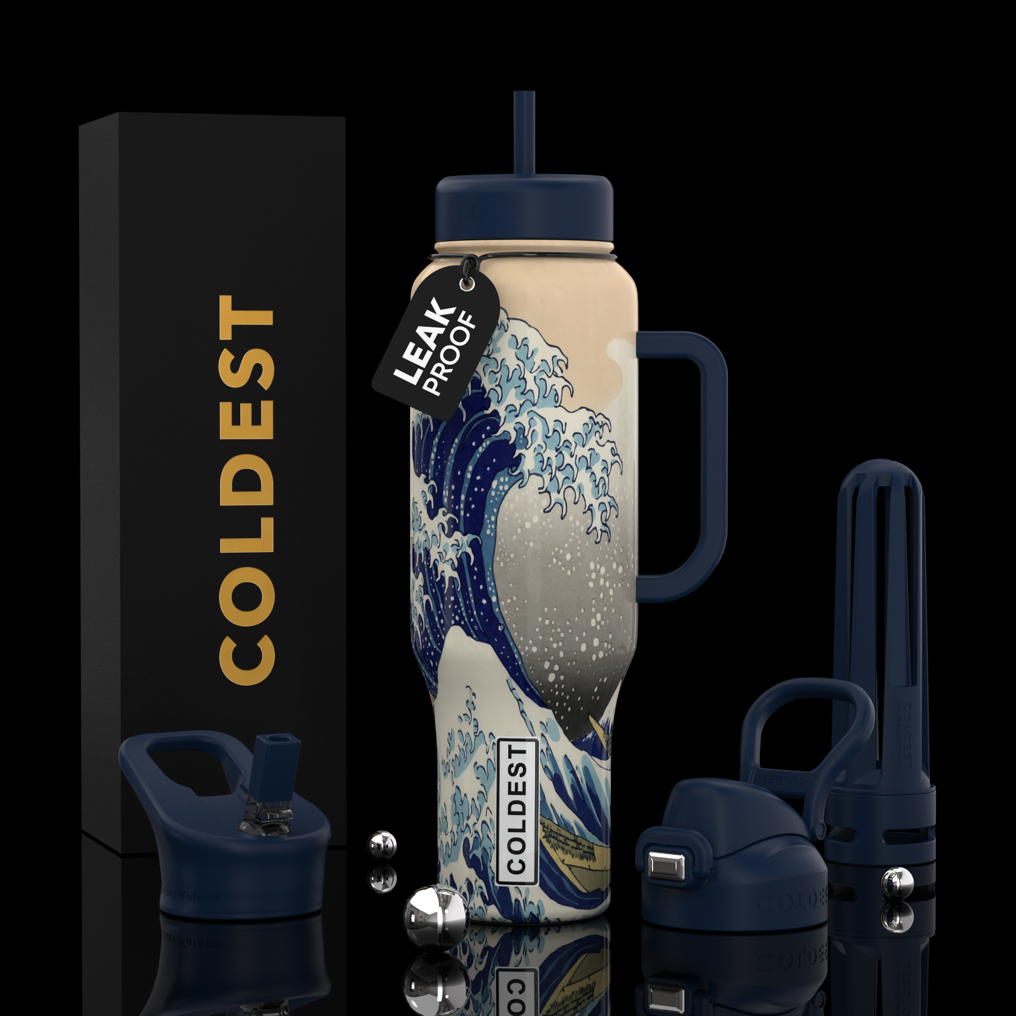 COLDEST 46oz Limitless Ultra v8 | Insulated Water Bottle with 3 Lids