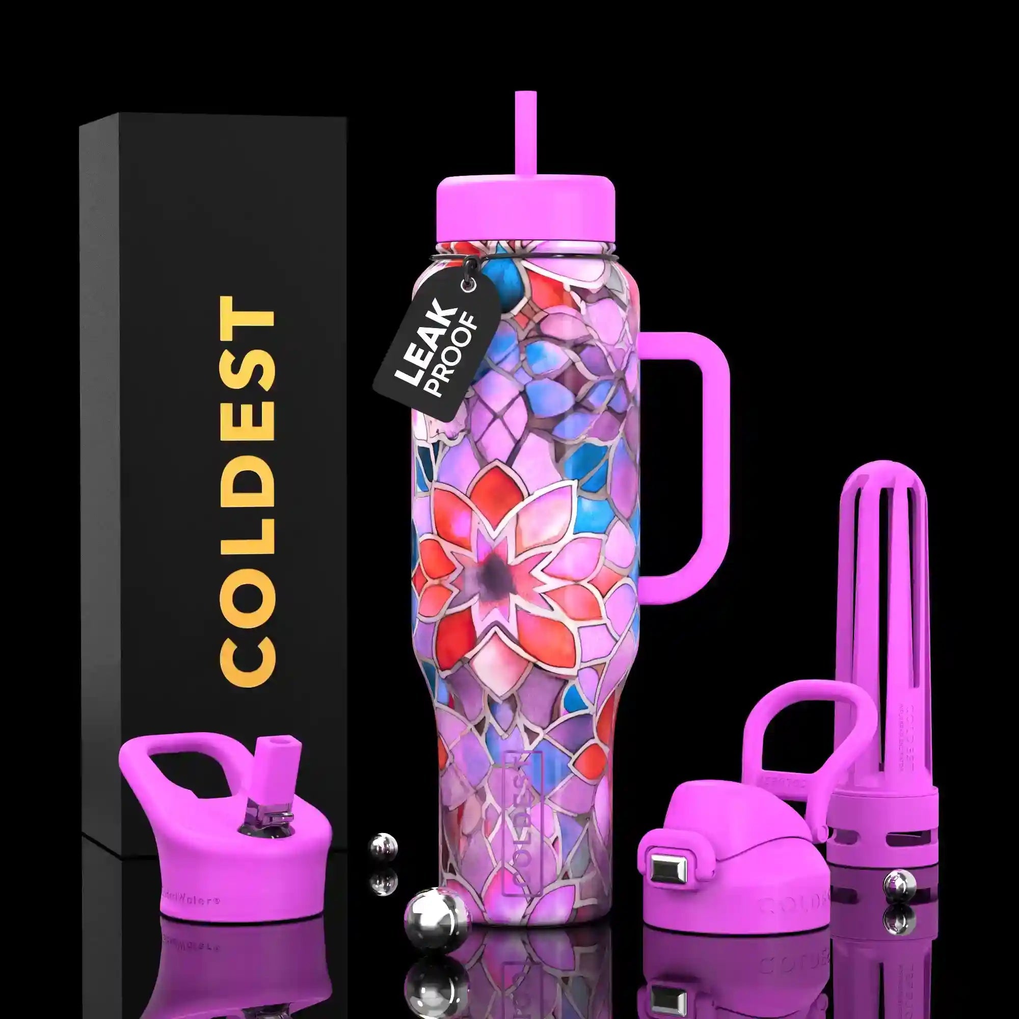 COLDEST 46oz Limitless Ultra v8 | Insulated Water Bottle with 3 Lids