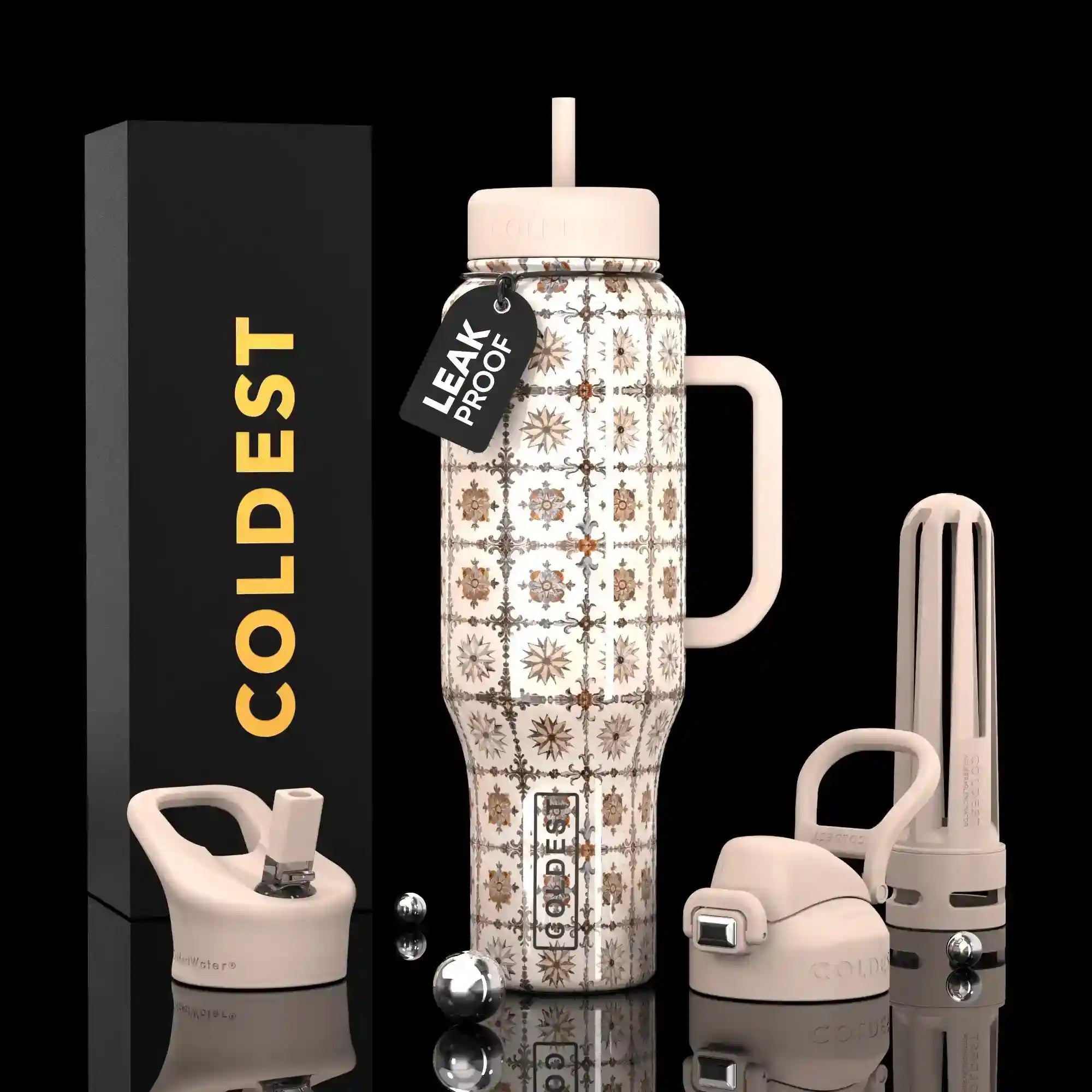 COLDEST 46oz Limitless Ultra v8 | Insulated Water Bottle with 3 Lids