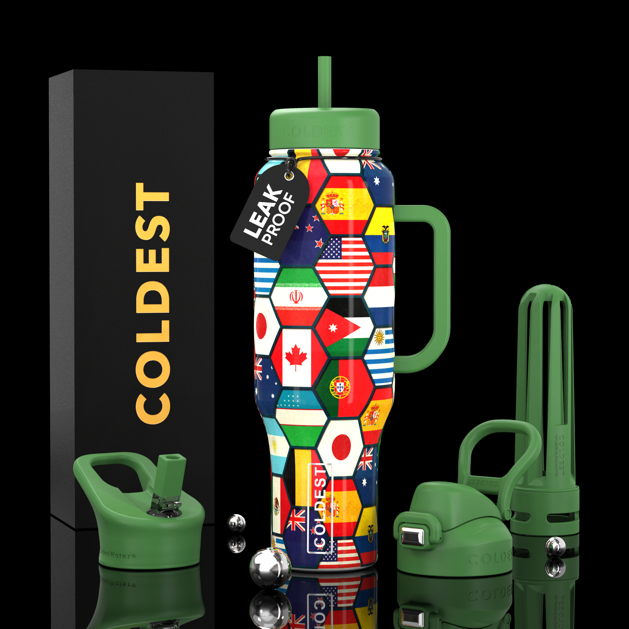 COLDEST 46oz Limitless Ultra v8 | Insulated Water Bottle with 3 Lids