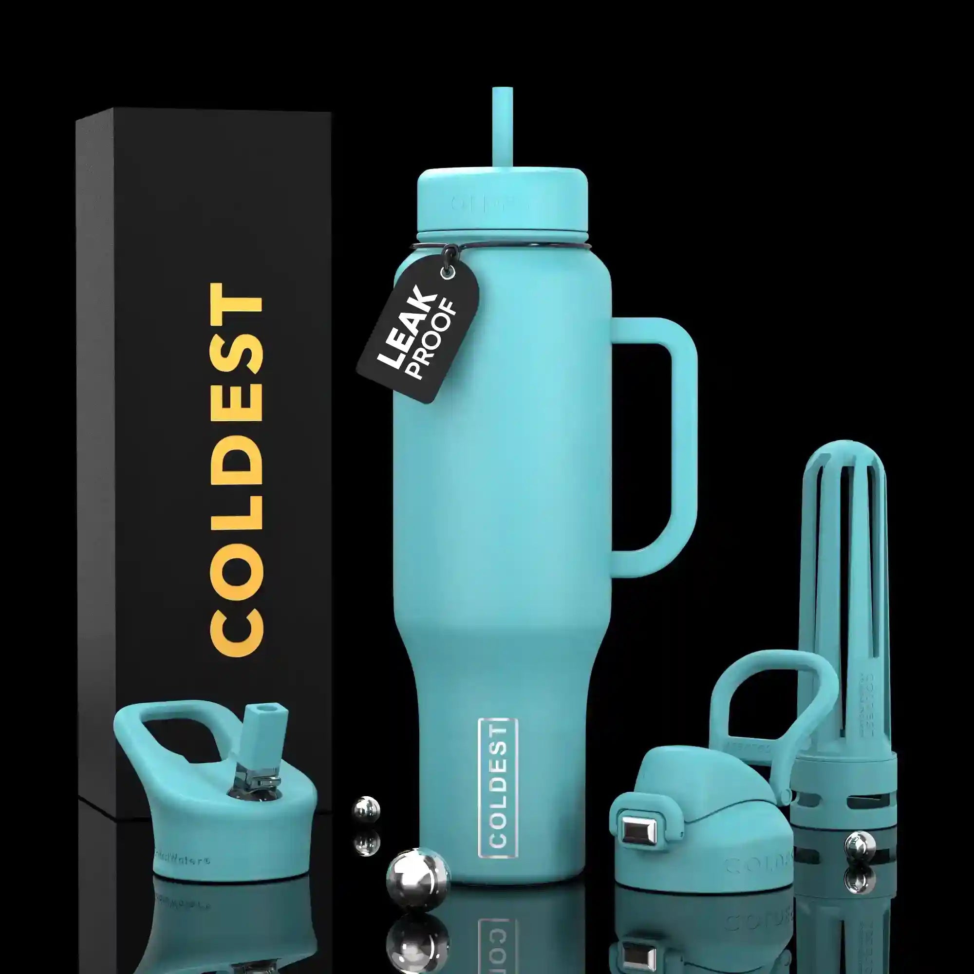 COLDEST 46oz Limitless Ultra v8 | Insulated Water Bottle with 3 Lids