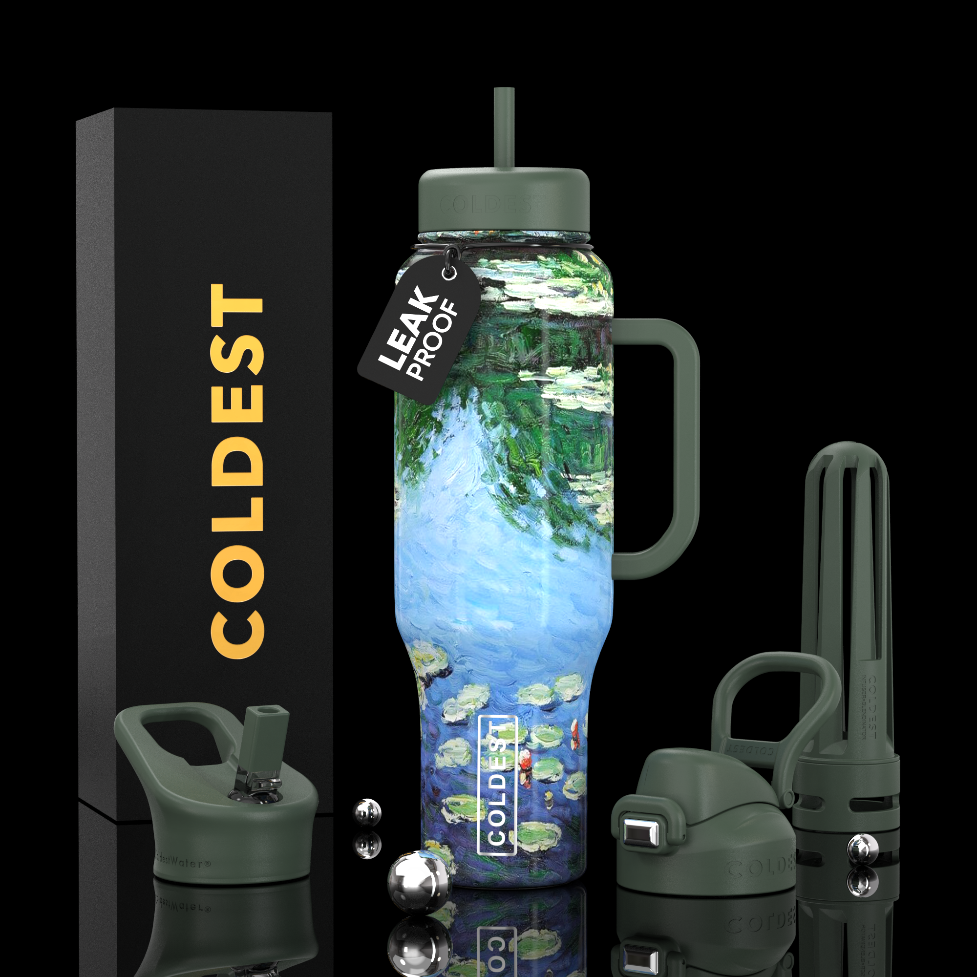 COLDEST 46oz Limitless Ultra v8 | Insulated Water Bottle with 3 Lids