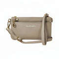 Beige handbag with a strap on a white background, featuring 'Save The Girls' branding.