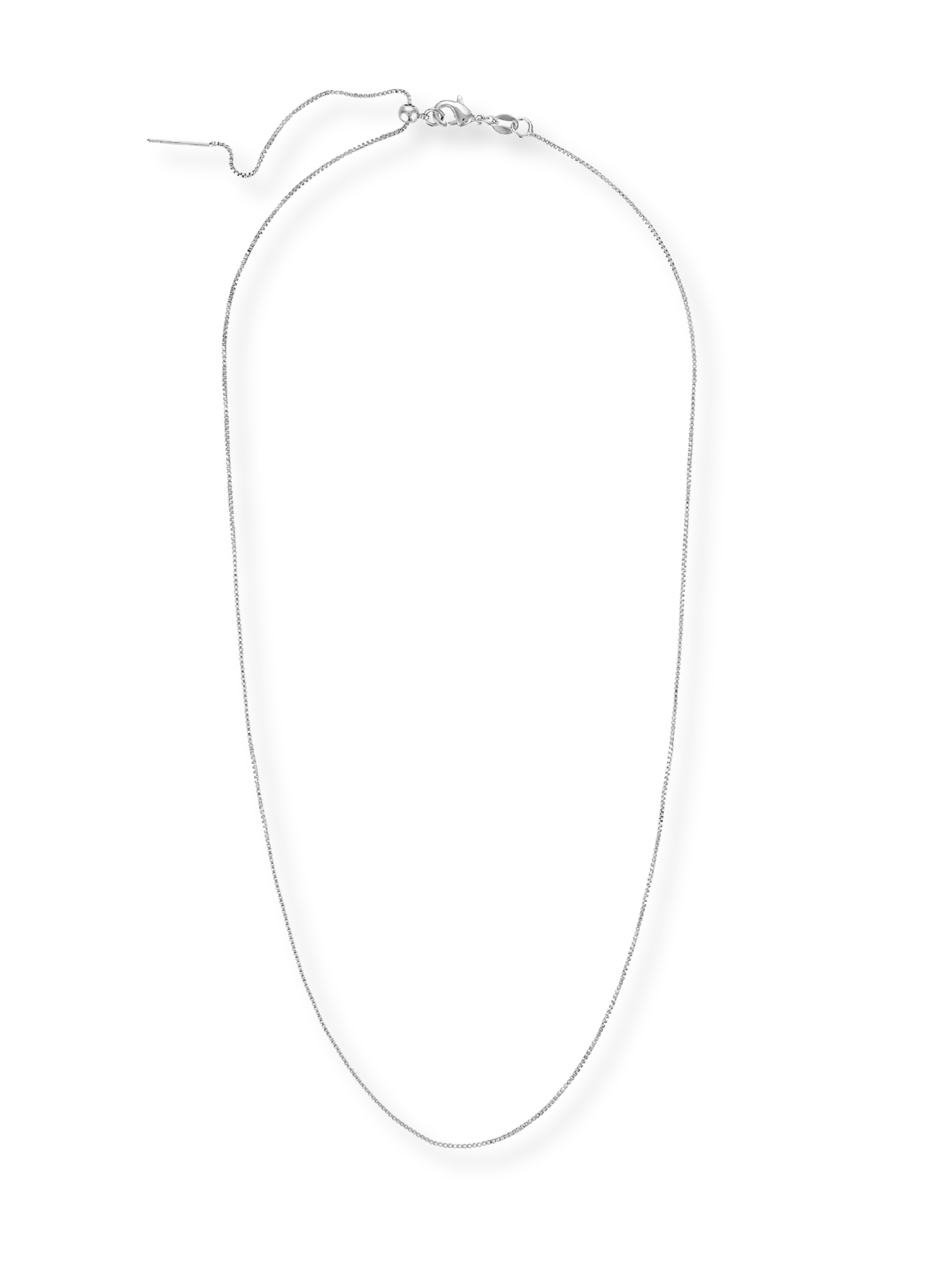 Silver necklace on a white background