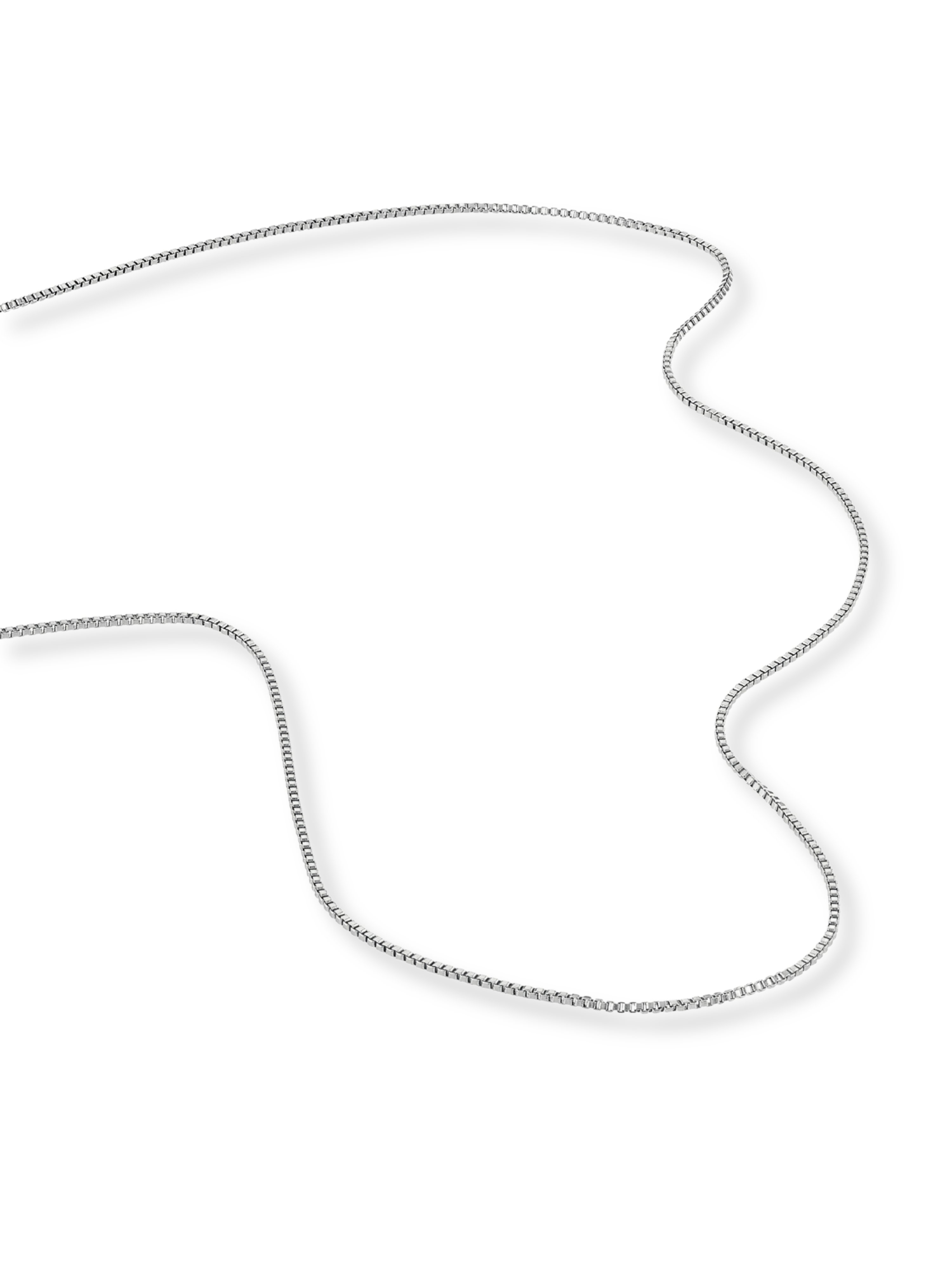 Silver chain necklace on a white background