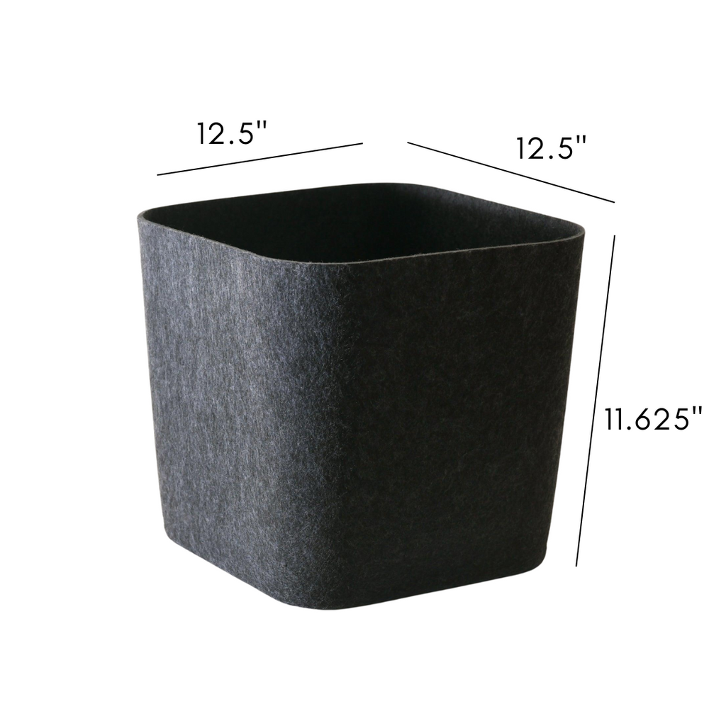 Black rectangular container with dimensions labeled on a white background