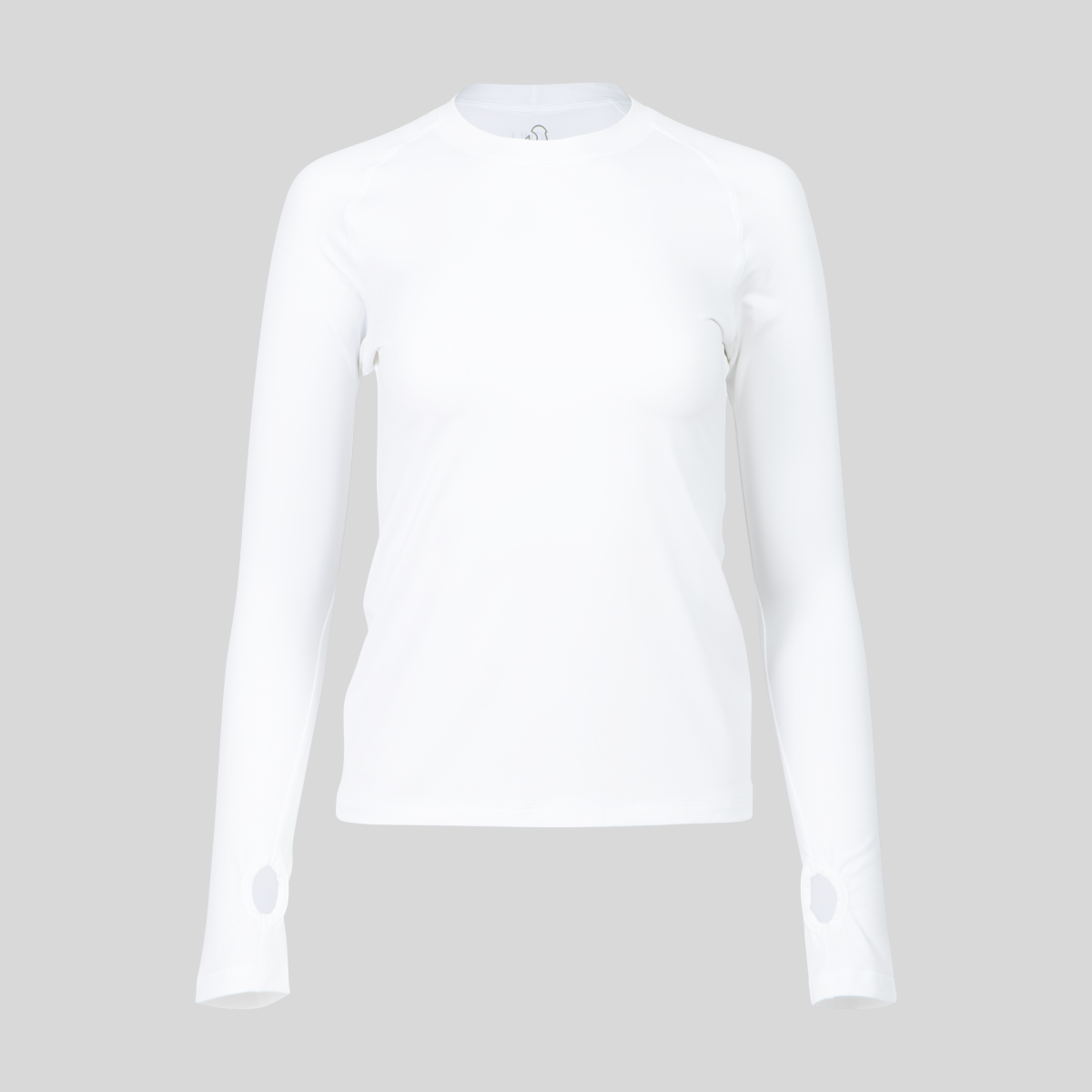 White long-sleeve shirt on a light gray background