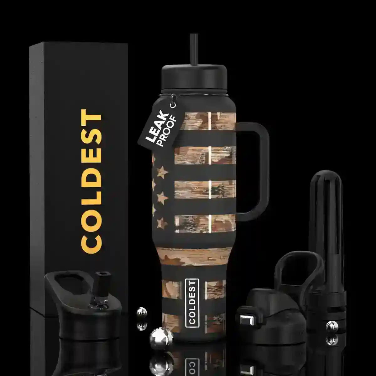 COLDEST 46oz Limitless Ultra v8 | Insulated Water Bottle with 3 Lids
