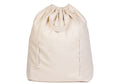 Beige drawstring bag on a white background