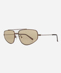 Aviator sunglasses with brown gradient lenses on a white background