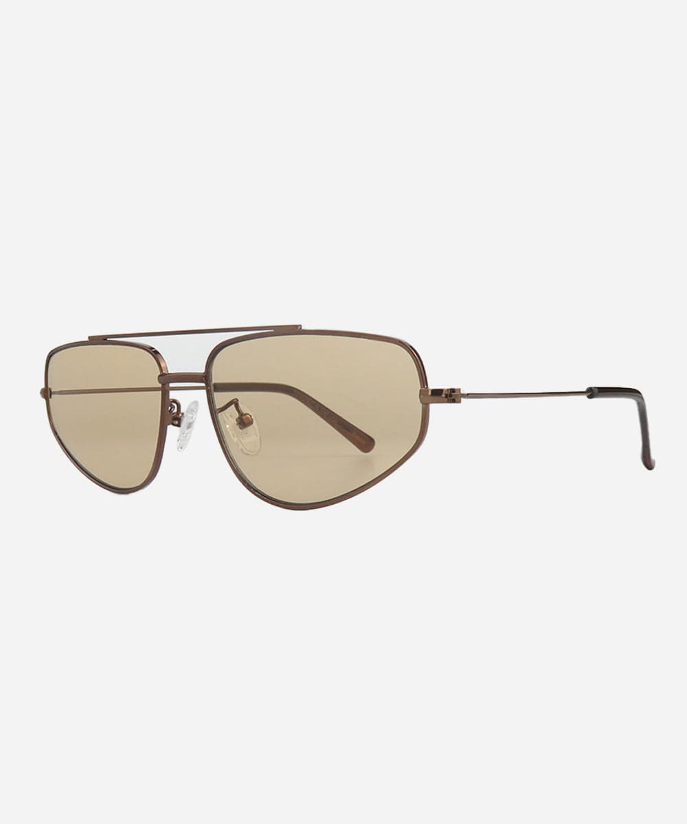 Aviator sunglasses with brown gradient lenses on a white background